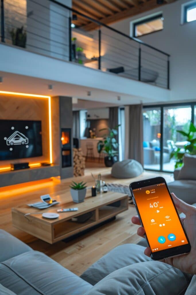 Illustration d’une maison connectée avec équipements domotiques intelligents