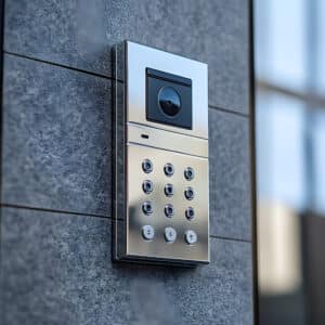 Installation interphone avec digicode intégré sur façade extérieure à Beautiran
